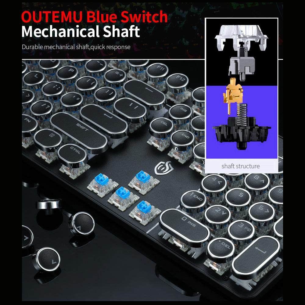 Bàn phím cơ có dây HJK900-7 với 104 phím hiệu ứng đèn nền cho máy tính xách tay / PC