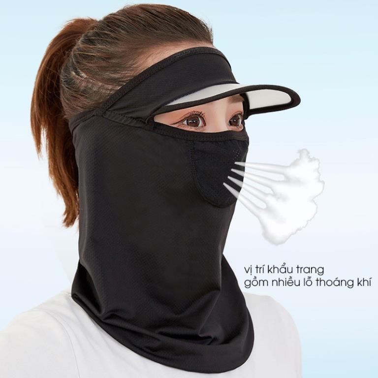 Mũ chống nắng nửa đầu kèm khẩu trang che mặt che cổ - khẩu trang ninja che cổ có vành lưỡi trai