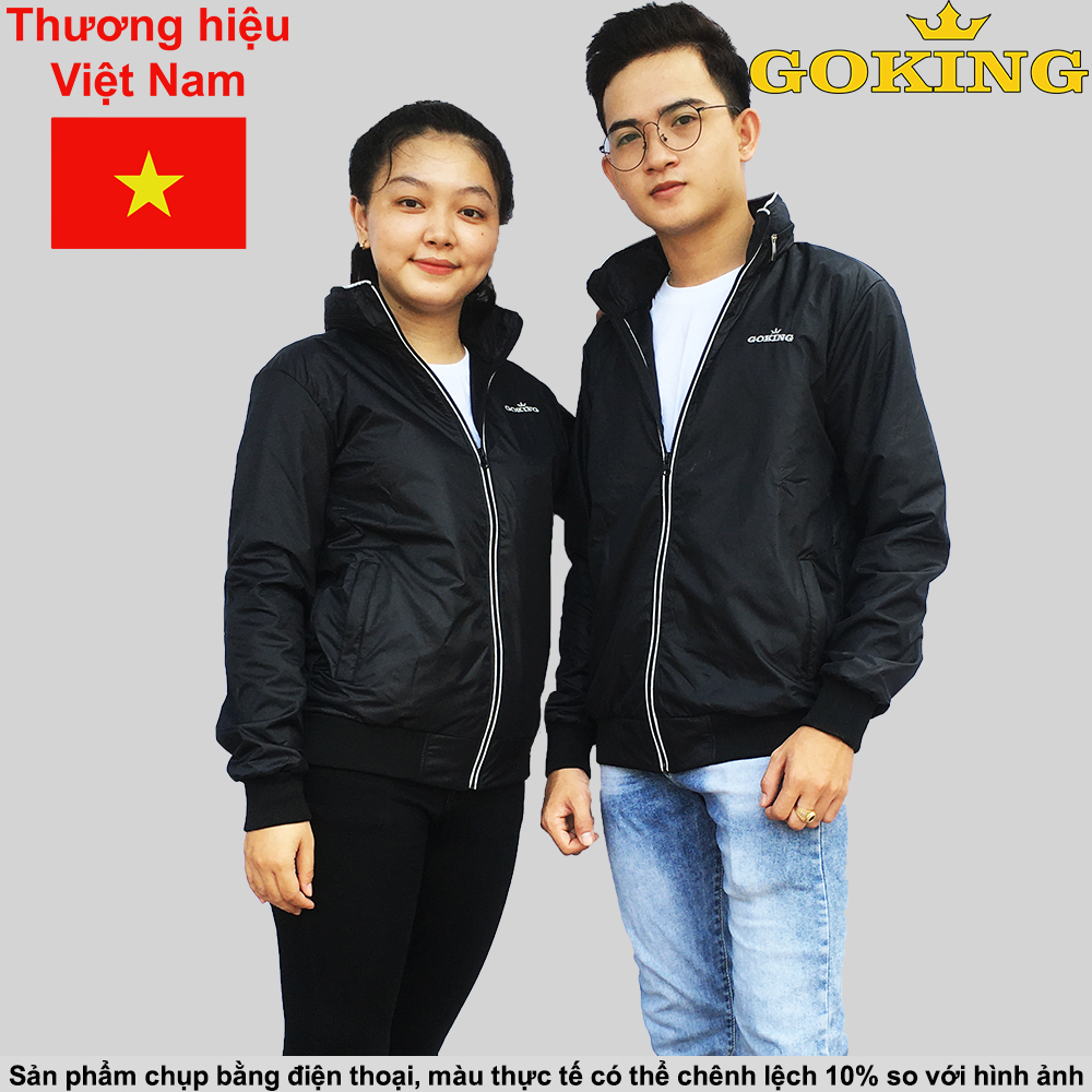 Áo khoác gió cách nhiệt GOKING có mũ, form unisex cho nam nữ. Ngoài vải dù, trong lót vải cào cách nhiệt. 3 túi to rộng. Hàng hiệu Việt Nam xuất khẩu