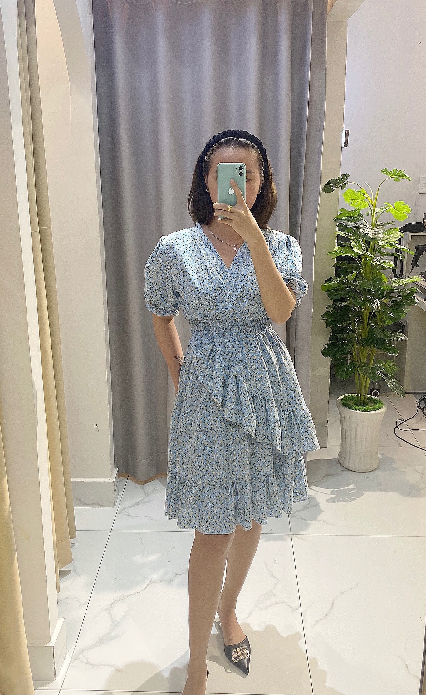 Váy đầm nữ dáng dài,kiểu cổ tim đắp chéo bèo , chất lụa bao mát k nhăn , dáng dễ mặc, cực xinh - V002