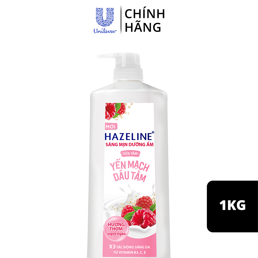 Sữa tắm Hazeline Dưỡng Thể Trắng Sáng Mịn Da &amp; Dưỡng Ẩm Từ Thiên Nhiên Yến Mạch Dâu Tằm 1kg