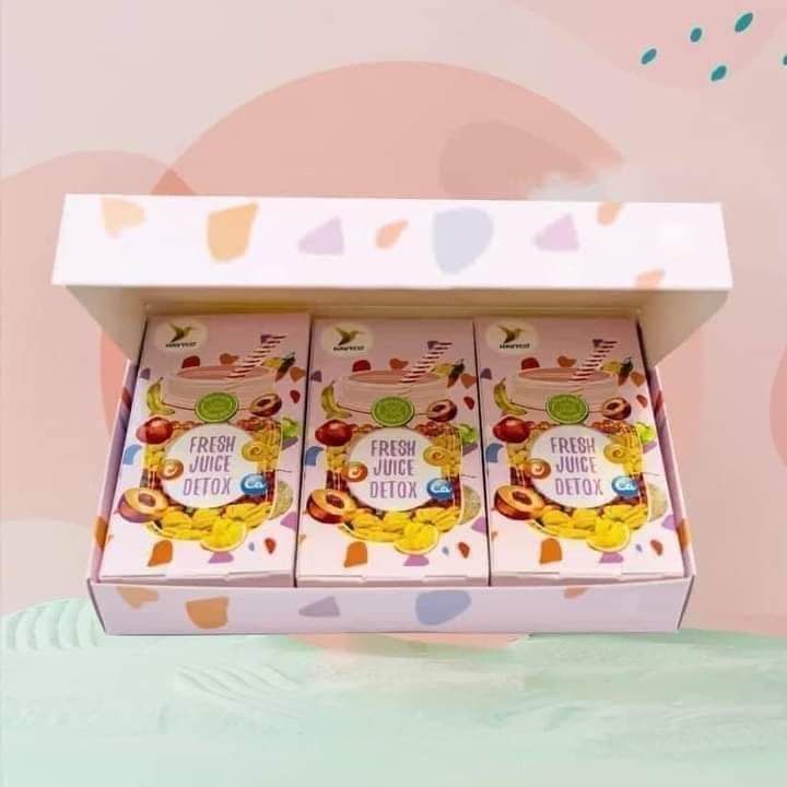 Detox Hỗ Trợ Giảm Cân Fresh Juice Detox Havyco 15 gói - Nước Trái Cây Hỗ Trợ Giảm Cân 5 Vị Dễ Uống -Hỗ Trợ Giảm Cân An Toàn Tặng kèm Xà Bông GIó Sả Chanh Sinh Dược GIúp Thải Độc Da