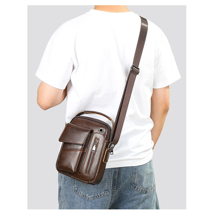 Túi đeo chéo nam dáng hộp BHM7512 Túi xách da bò thật, túi đeo vai nam