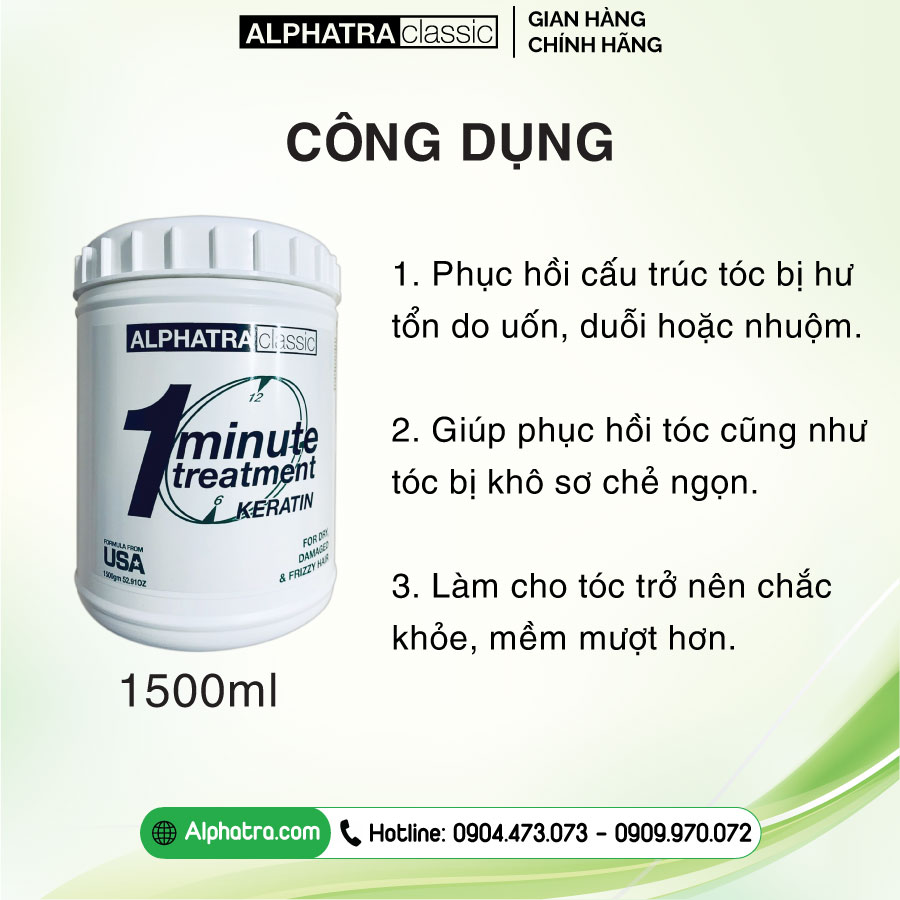 Cải thiện tóc yếu, khô và tổn thương với Kem Ủ Phục Hồi Tóc Chỉ Trong 1 Phút - 1 Minute Treatment Honey 1500ml