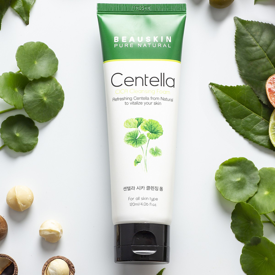 Sữa rửa mặt Beauskin Centella Cica Cleansing Foam Hàn Quốc 120ml tặng kèm móc khoá