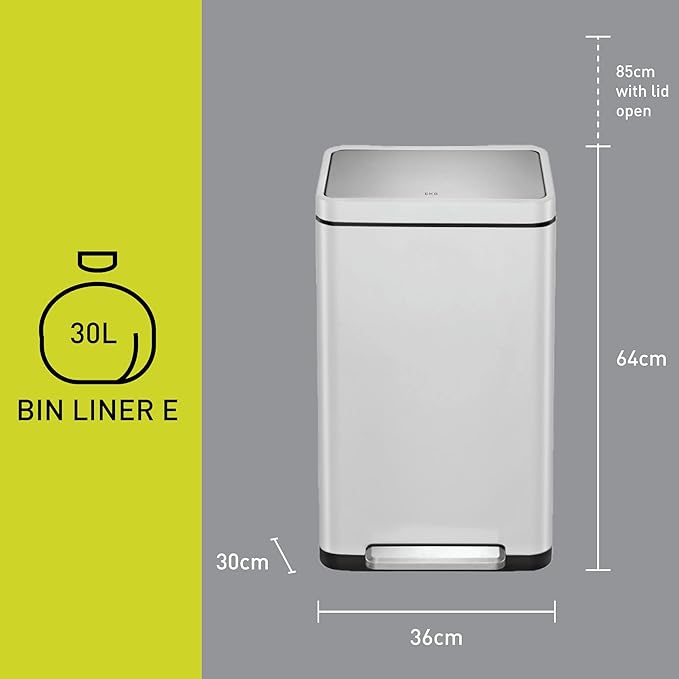 Thùng rác chống bám vân tay EKO EK9368MT-30L X-Cube Hàng chính hãng