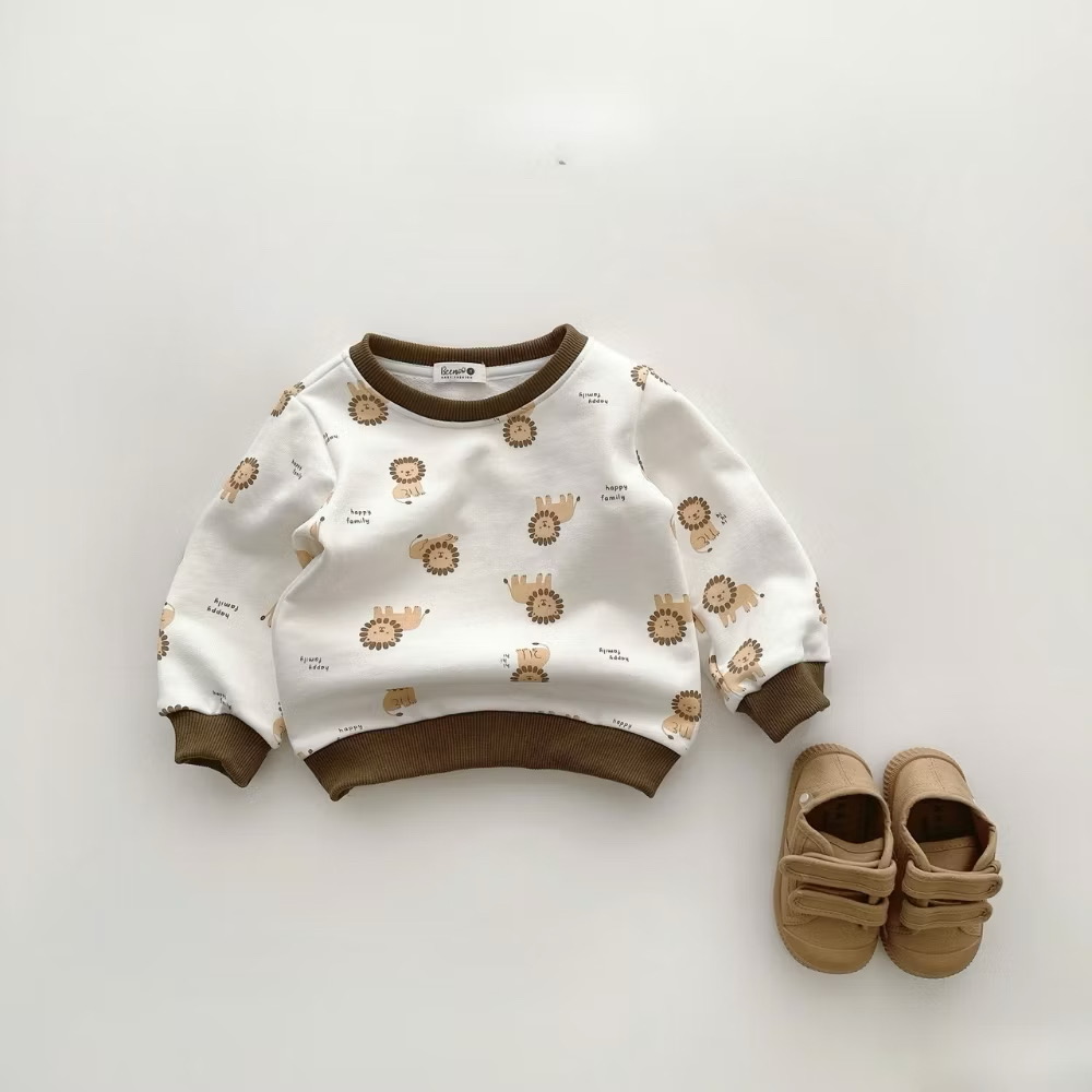 Set Áo Thun Tay Dài Họa Tiết Sư Tử Kèm Quần Dài Cho Bé Trai 1-8 Tuổi Dành Cho Bé Trai