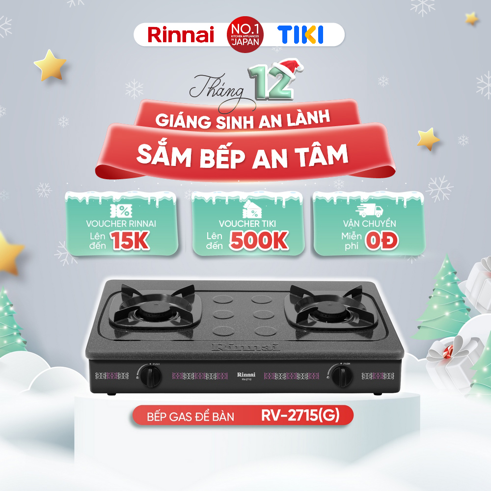 Bếp gas dương Rinnai RV-2715(G) mặt bếp men và kiềng bếp men - Hàng chính hãng