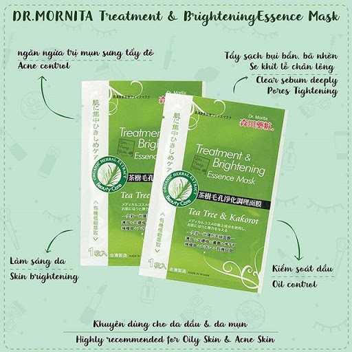 Hộp 7 Mặt Nạ Làm Dịu Da Chiết Xuất Tràm Trà Dr.Morita Tea Tree Pore-Refining Essence Facial Mask 25g x7