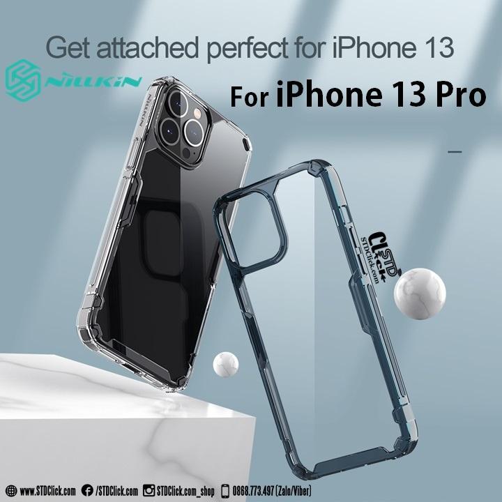 ỐP LƯNG DÀNH CHO ĐIỆN THOẠI IPHONE 13 PRO NILLKIN NATURE TPU PRO LƯNG KÍNH PC TRONG VIỀN DẺO