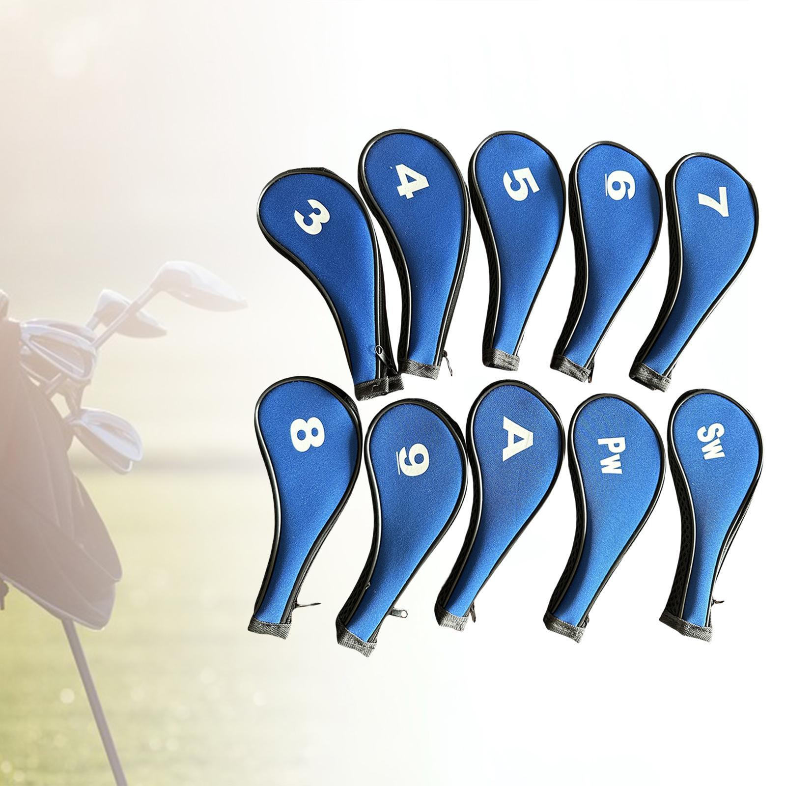 10Pcs Golf Iron Headcover Set Golf Club Head Cover Putter for Outdoor Sports