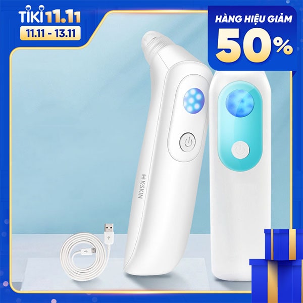 Máy hút mụn đầu đen K.SKIN KD802 công suất lớn, 4 đầu hút, hỗ trợ ánh sáng xanh giúp thu nhỏ lỗ chân lông