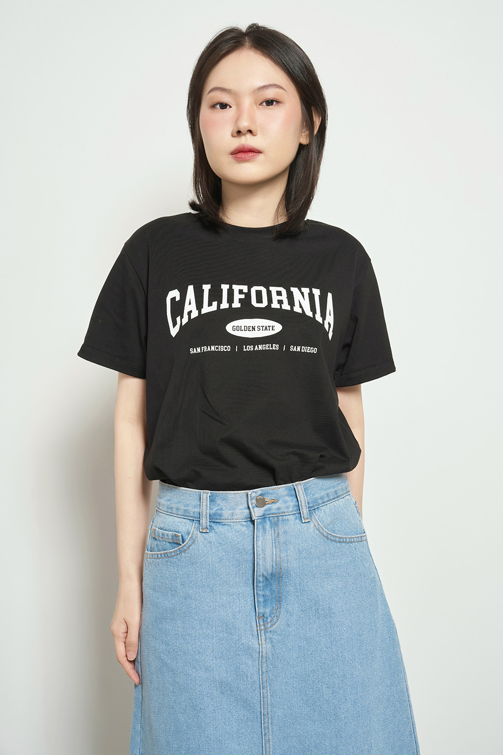 DOTTIE - Áo thun in chữ Cali - Đen - Freesize - T0723