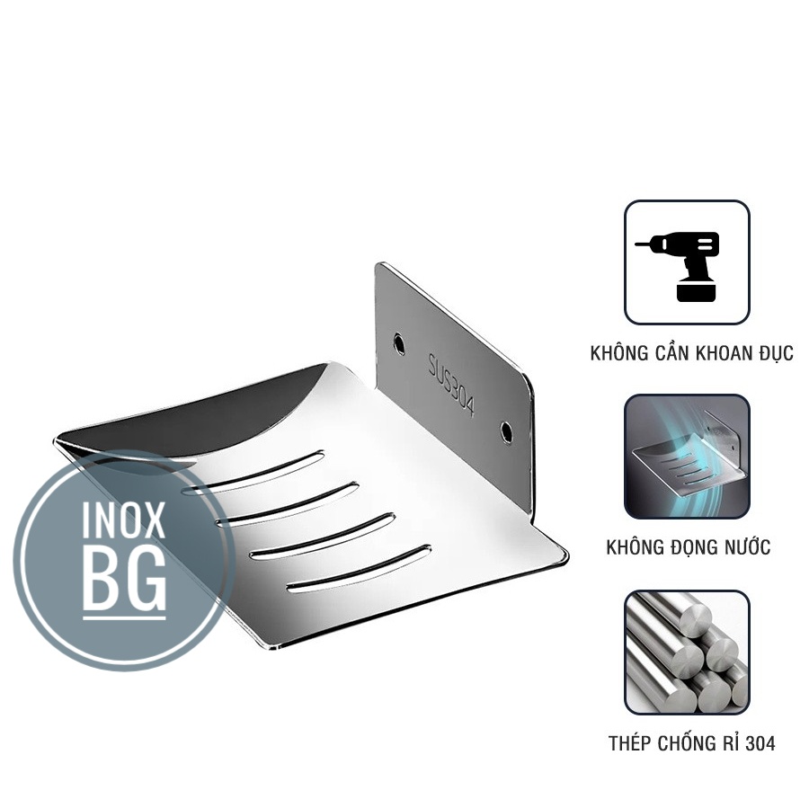Khay đựng xà phòng tắm inox 304 mờ dán tường hoặc khoan tường