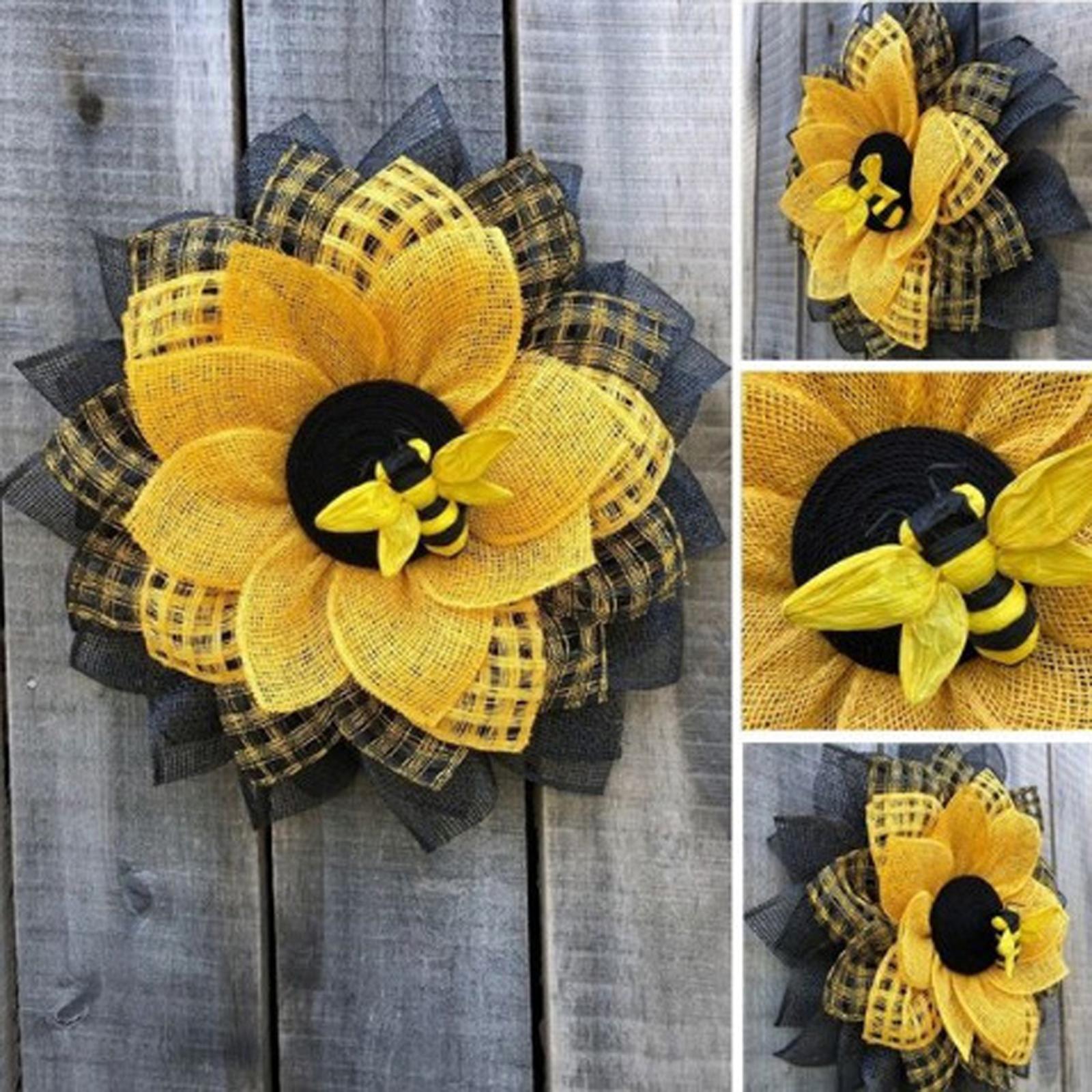 Bee Flower Wreath Garland Summer Front Door Hanging Pendant Decoration