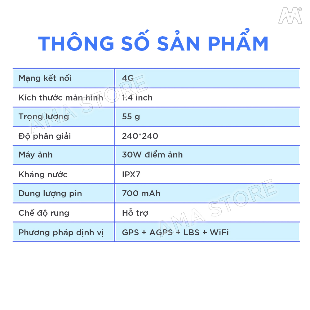 Đồng hồ Thông minh Trẻ em Học sinh Cao cấp Gọi Video call, Định vị Chính xác Vị trí 5-10m AMA Watch D31 Hàng nhập khẩu