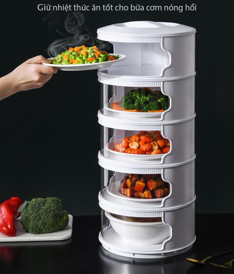 Lồng Bàn Bảo Quản Thực Phẩm - Hộp Đựng Đồ Ăn 5 Tầng