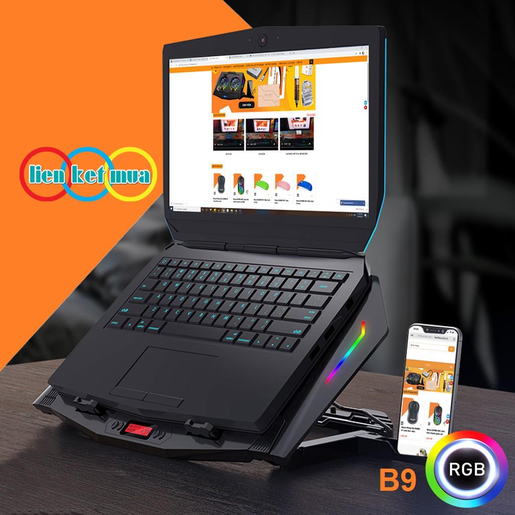 Quạt làm Laptop Bamba B8 và Bamba B9 có Led RGB ( 2 Quạt lớn) - Đế tản nhiệt Laptop có Led RGB