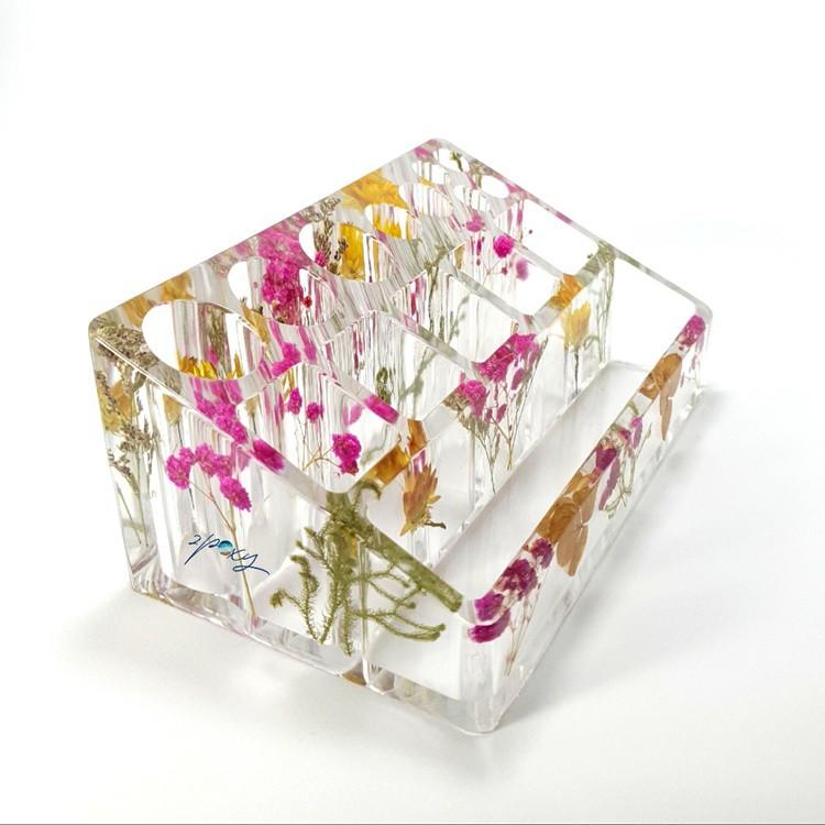 Khay son hình chữ nhật 15 ô hoạ tiết hoa khô resin trong suốt làm quà tặng bạn gái ý nghĩa 2poxy