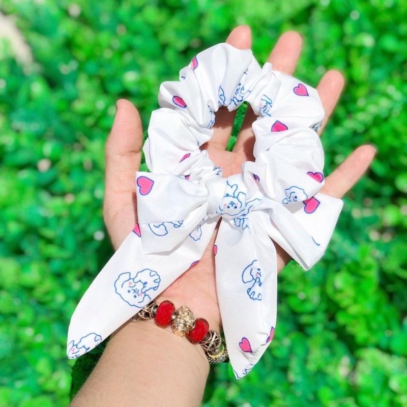 Dây Buộc Tóc Cột Tóc Scrunchies Nơ Hoạ Tiết Hoạt Hình Trái Cây Cute N12