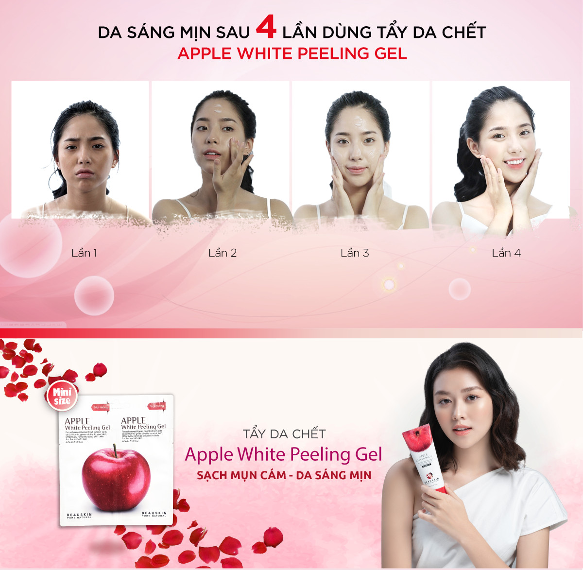 Combo sáng da sạch mụn và cấp ẩm sâu gồm Tẩy da chết Beauskin Apple White Peeling Gel và Mặt nạ Aqua Jelly Sheet Mask - Hàn Quốc Chính Hãng