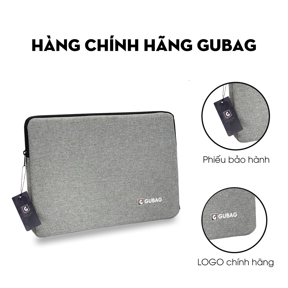 Túi chống sốc đệm viền dày GuBag, đựng vừa các dòng laptop, chống nước, chống xước