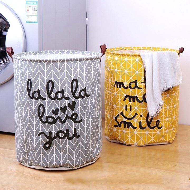Giỏ Vải Đựng Đồ, Sọt Vải Gấp Gọn Đựng Quần Áo Đồ Chơi Phong Cách Bắc Âu Vintage