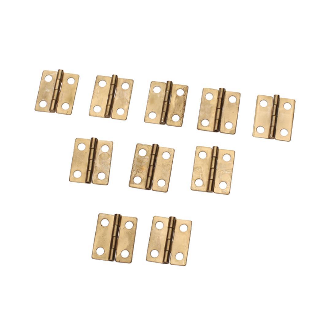 10x Antique Brass Mini Hinges Small Butterfly Butt Hinges for Wooden Jewelry
