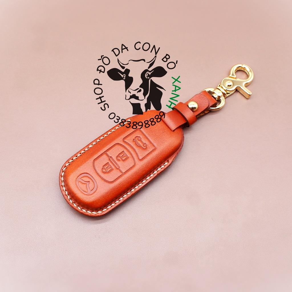 Bao da dành cho Chìa Khoá Ép Phom Mazda 2, Mazda 3, Mazda 6, CX5, CX8, CX9 handmade da thật 002e