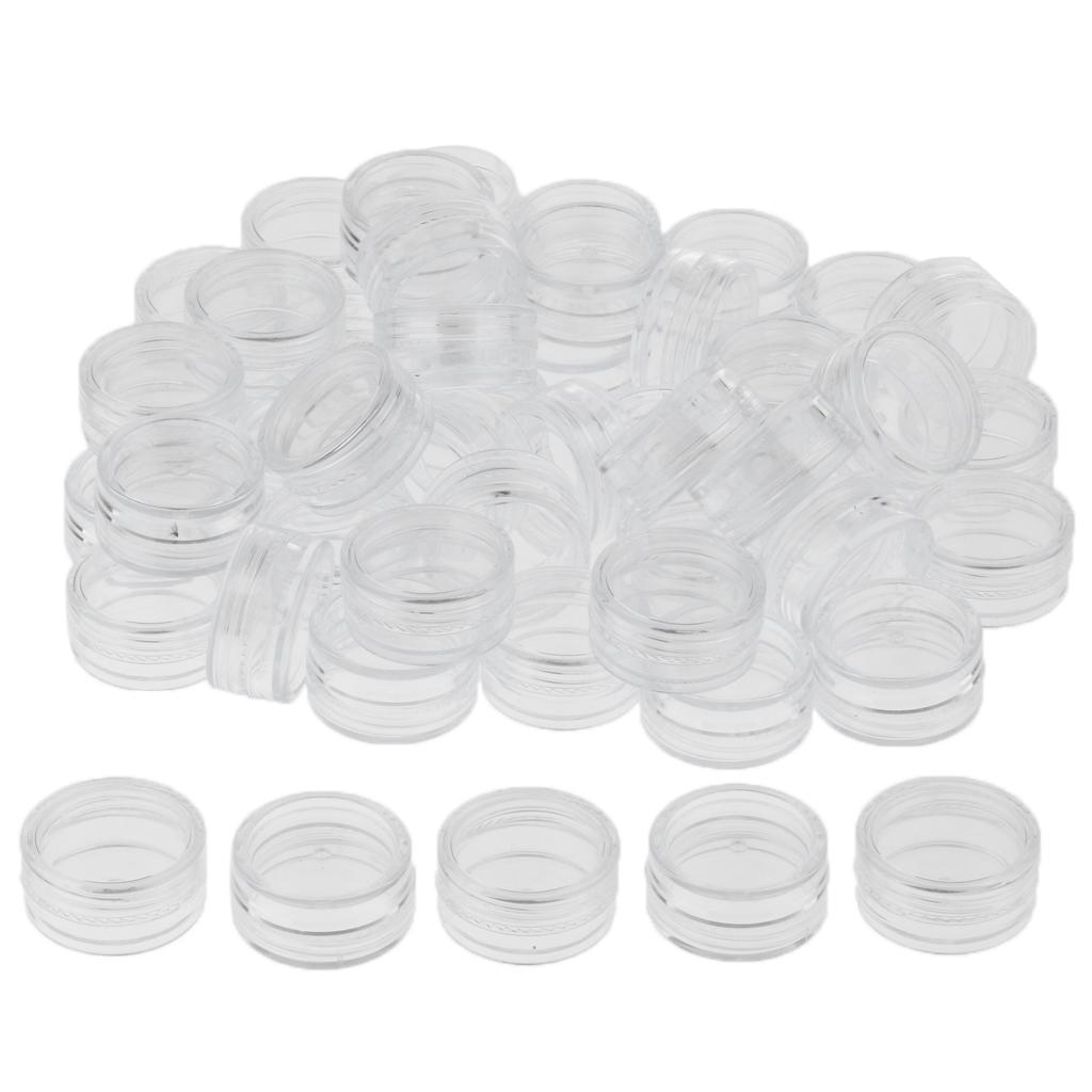 3x 50pcs Reusable Plastic Cosmetic Container Jars Pot for Nails Powder Jewelry