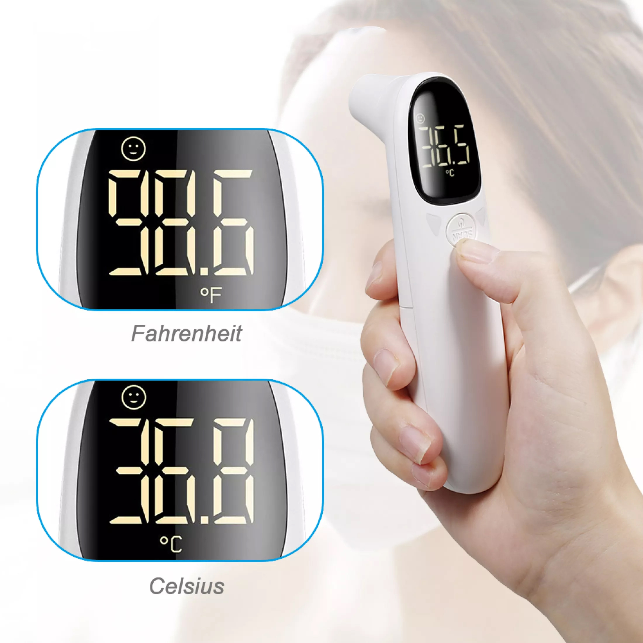 Nhiệt Kế Hồng Ngoại Thông Minh Hiển Thị Kỹ Thuật Số Chính Xác Nhanh Chóng Tặng Kèm 2 Pin