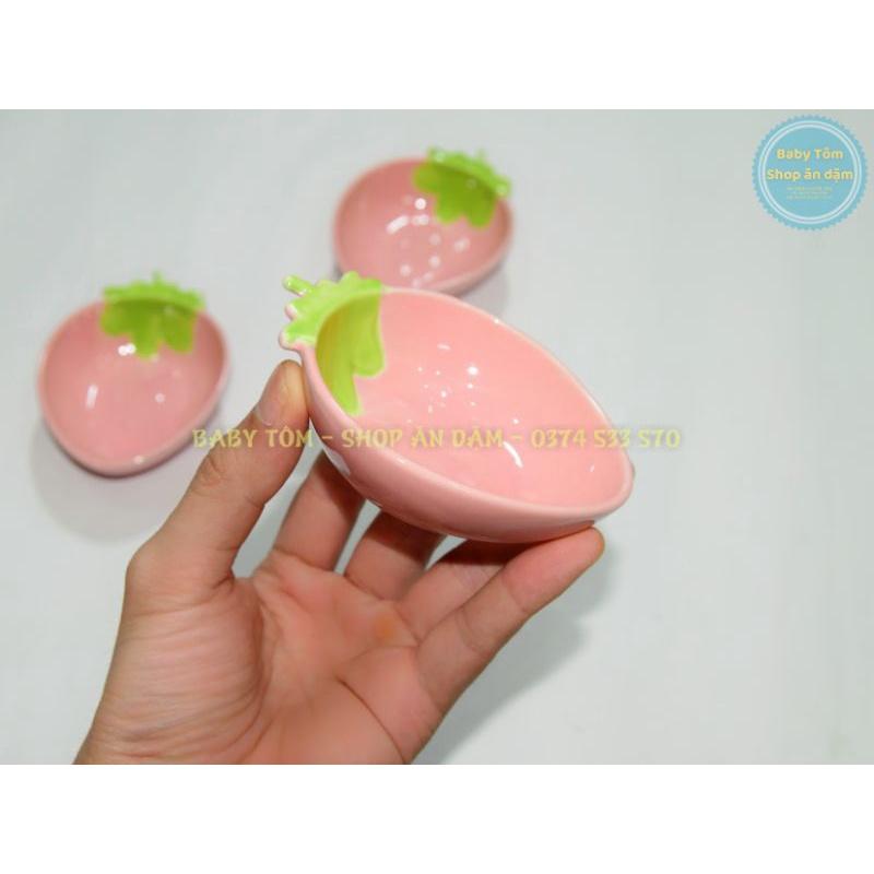 Bát sứ ăn dặm mini hình Dâu tây, 50ml NCC
