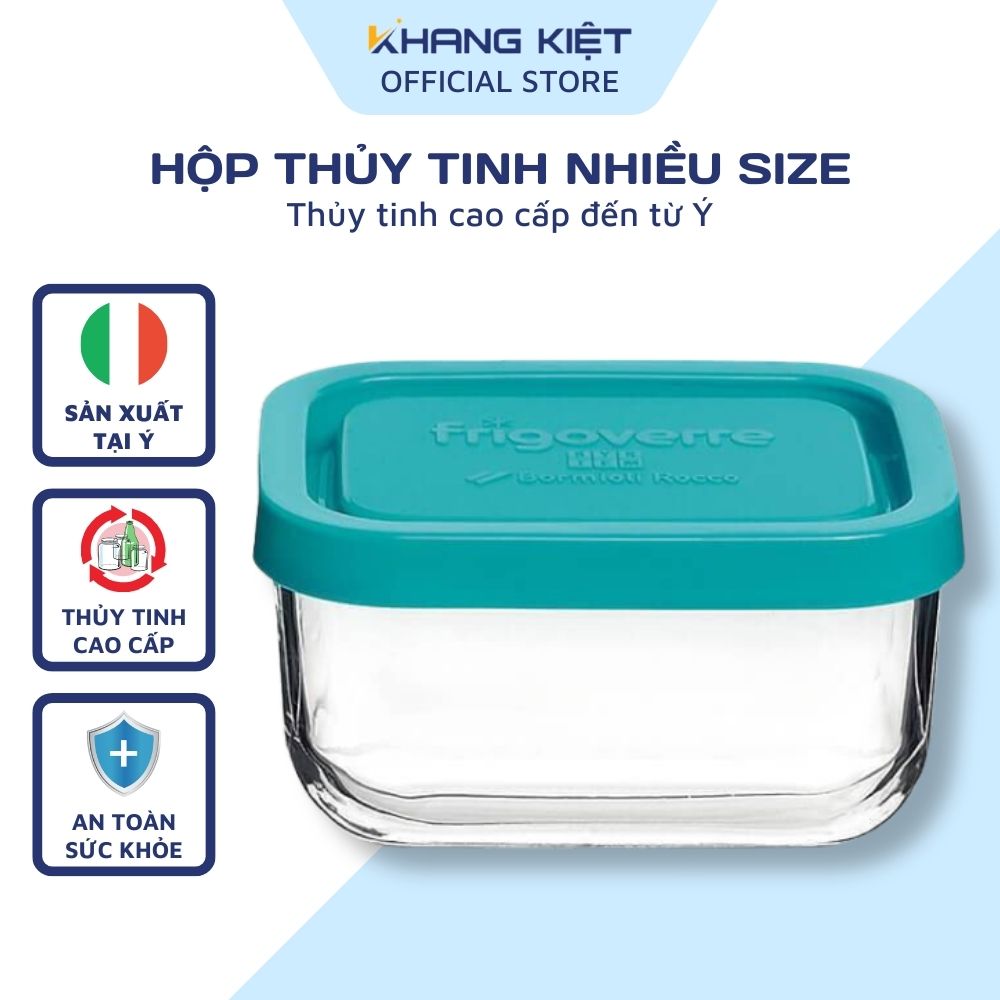Hộp thuỷ tinh chữ nhật Bormioli Rocco Frigoverre 400ml, kín hơi, dùng được trong ngăn đông
