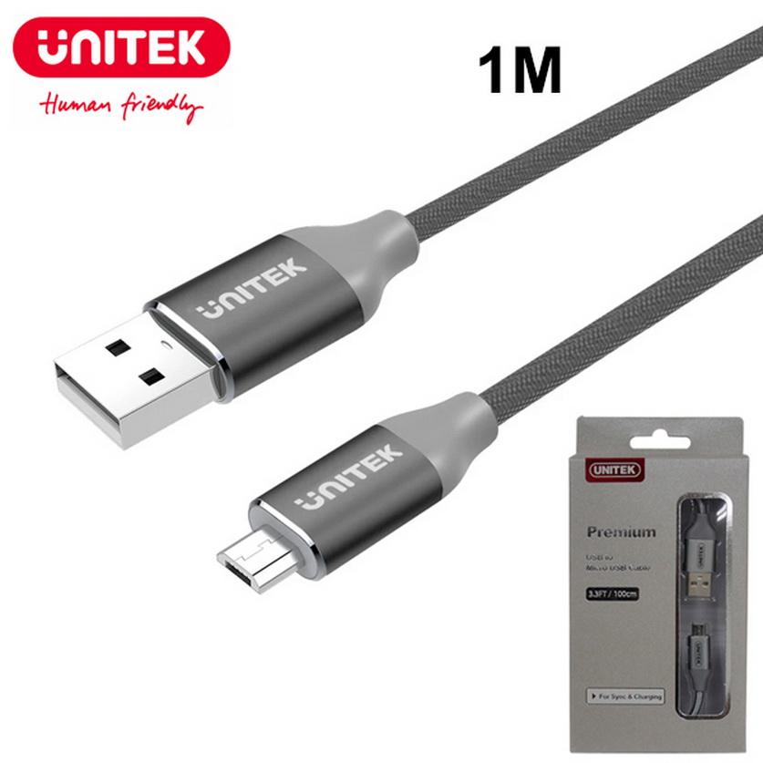 CÁP USB 2.0 -&gt; MICRO USB UNITEK 1M Y-C 4026AGY - HÀNG CHÍNH HÃNG