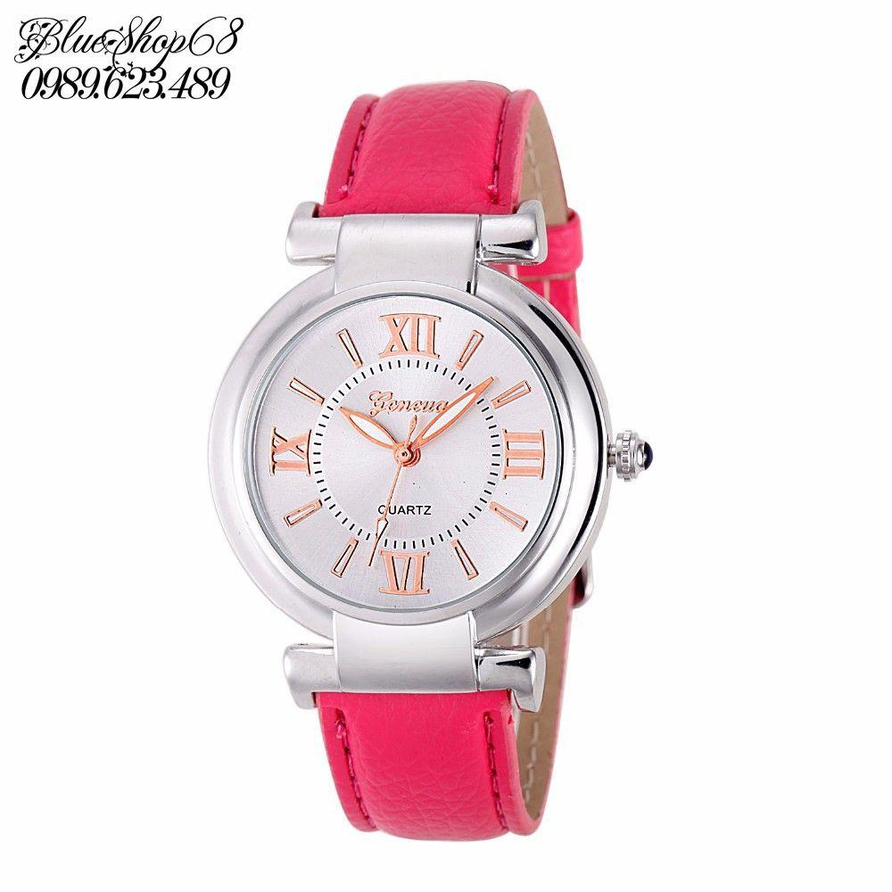 Đồng hồ nữ W12-H kim dây giả da màu hồng đỏ giá tốt