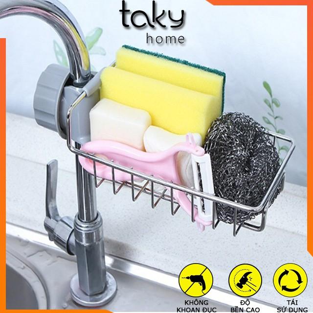 Giá Inox Treo Vòi Nước Cho Nhà Bếp, Giá Để Đồ Như Giẻ Rửa Bát, Chén Đĩa và Miếng Cọ Nồi, Chảo, TakyHome 4010