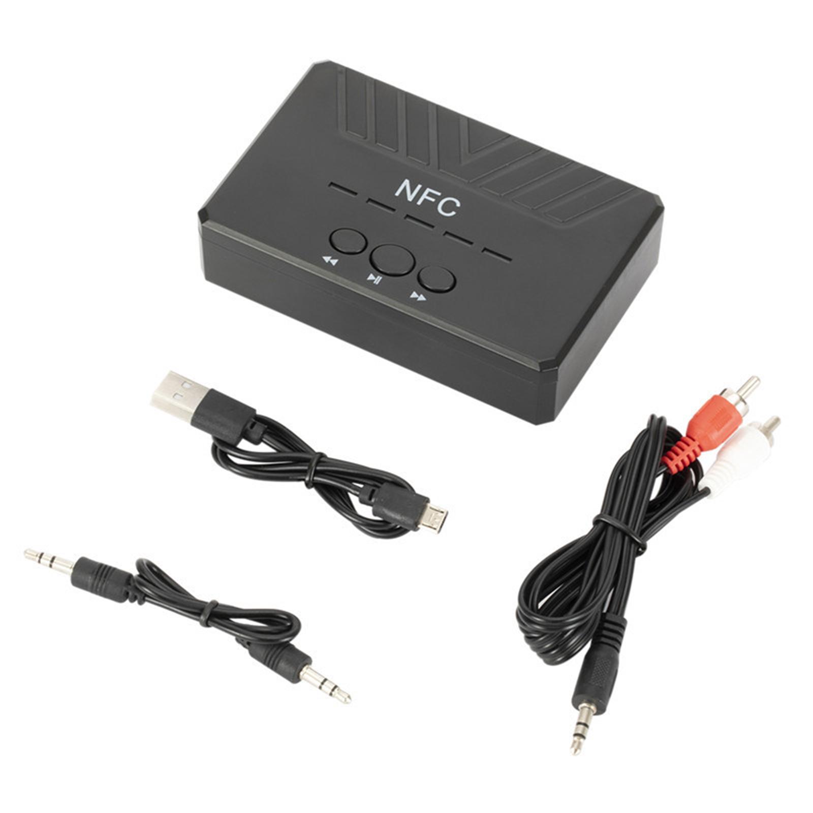 NFC Bluetooth 5.0 Audio Receiver Adapter 3.5 AUX RCA for Car Stereo Black