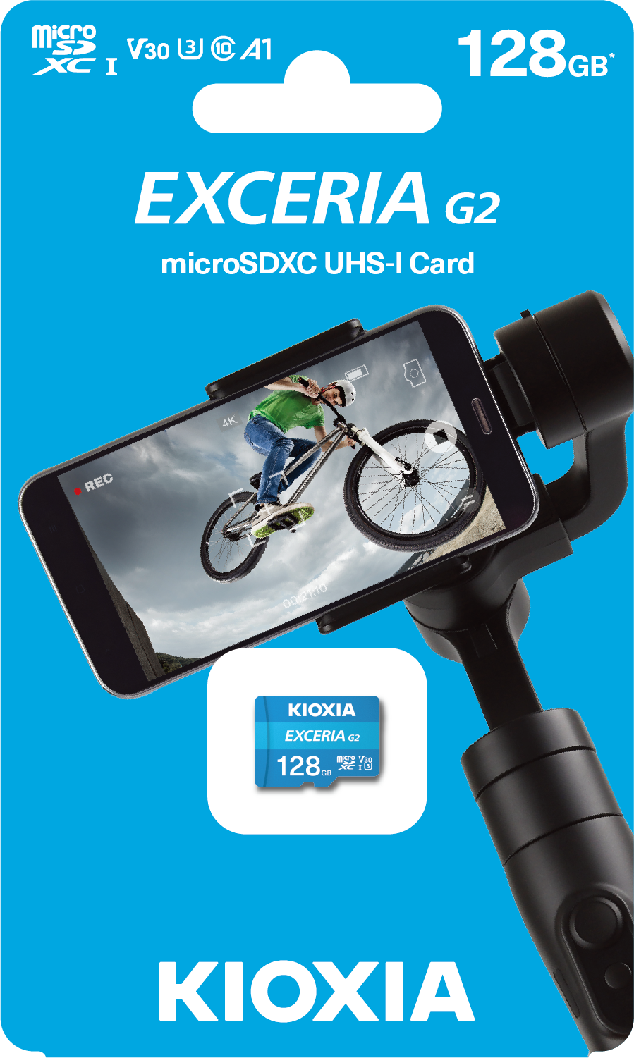 Thẻ nhớ Micro SD Kioxia EXCERIA G2 UHS-I C10 U3 V30, Ghi hình 4K chuẩn A1, tốc độ đọc 100mb/s - Hàng chính hãng