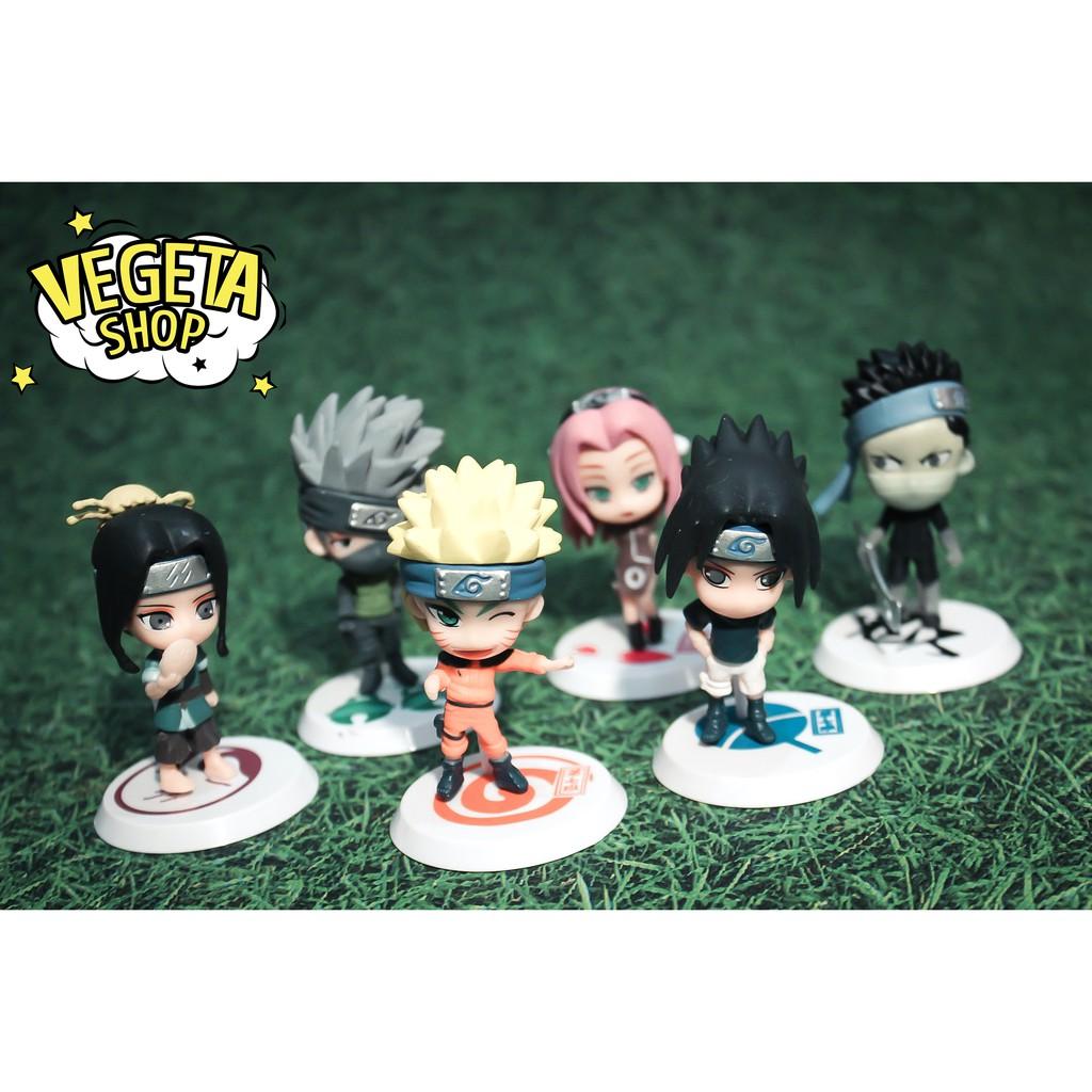 Mô hình Naruto - Set 6 nhân vật Uzumaki Naruto Uchiha Sasuke Haruno Sakura Hatake Kakashi Momochi Zabuza Haku - Cao 7cm