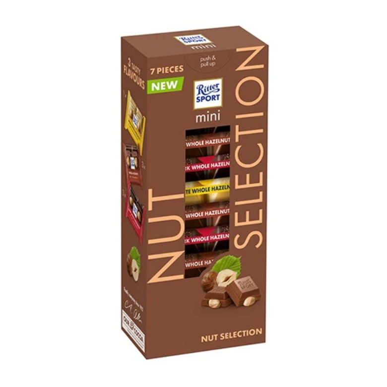 Sô cô la hỗn hợp Ritter Sport dạng thanh, hạt phỉ, không có nhân hộp 116g