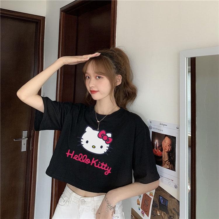 Áo croptop nữ tay ngắn cổ tròn vải thun cotton kiểu hàn quốc CR057 Miucho in hoạ tiết