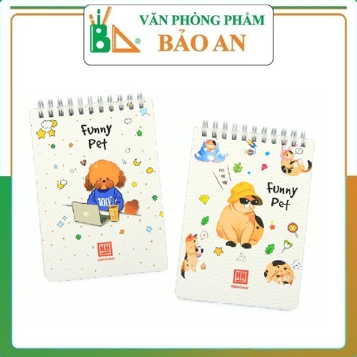 Sổ lò xo kẻ ngang Funny Pet A6 200 trang - HH thiết kế nhỏ gọn, tiện lợi với chất lượng giấy tốt