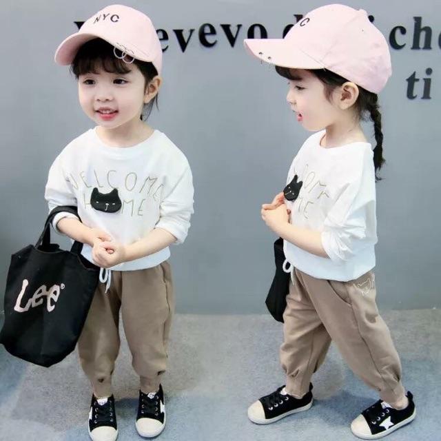 Bộ đồ thu đông cho bé welcome home Bo059