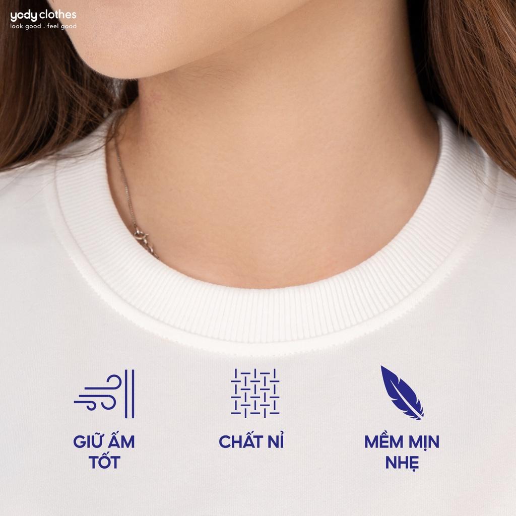 Áo hoodie thu đông YODY phom Sweater chất liệu nỉ thêu chữ siêu ấm ATN5024