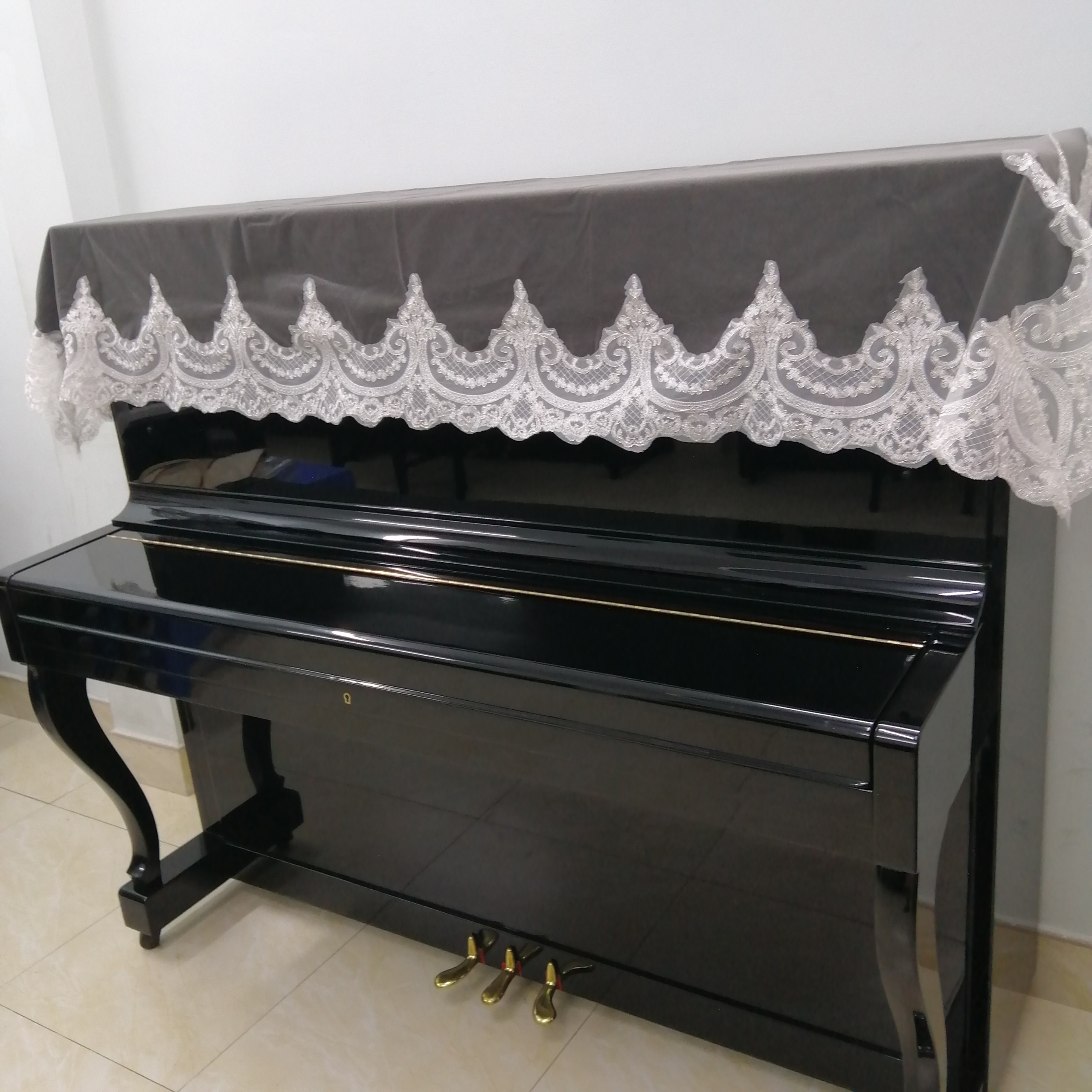 KHĂN PHỦ ĐÀN PIANO CƠ CHẤT LIỆU VẢI CAO CẤP MÀU XÁM