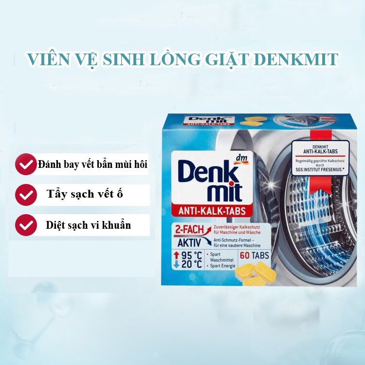 Viên tẩy lồng giặt Denkmit - Đức (60 viên/hộp)