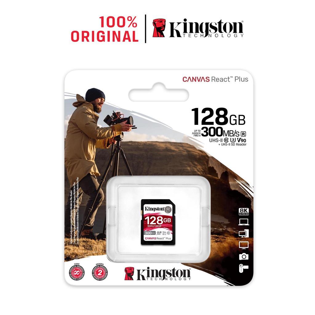 Thẻ Nhớ V90 SD Kingston Canvas React Plus V90 128GB 300mbs/260mbs camera quay phim chuyên nghiệp 4K/8K SDR2/128GB- Hàng chính hãng