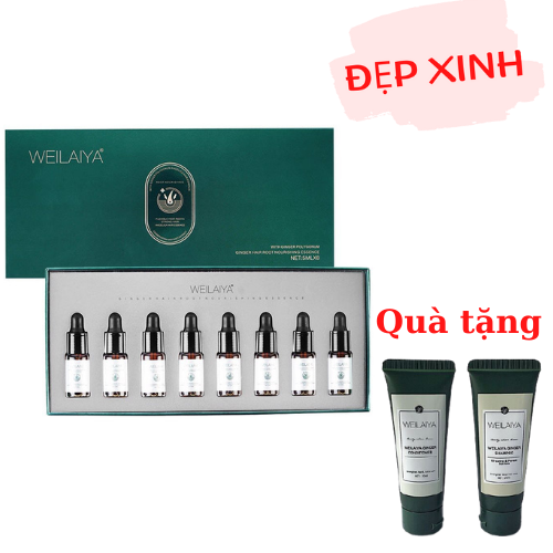 Huyết thanh mọc tóc Weilaiya - Serum Weilaiya Ginger Hair Root Nourishing Essence kích mọc và làm dày tóc (5ml x 8 lọ), Tặng Kèm Gội (Xả) Mini Weilaiya Ngẫu Nhiên