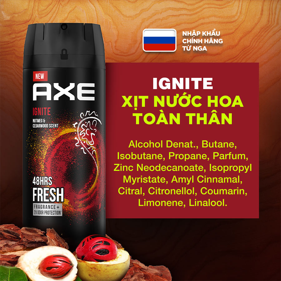 Xịt nước hoa toàn thân dành cho nam AXE Ignite (135ml)