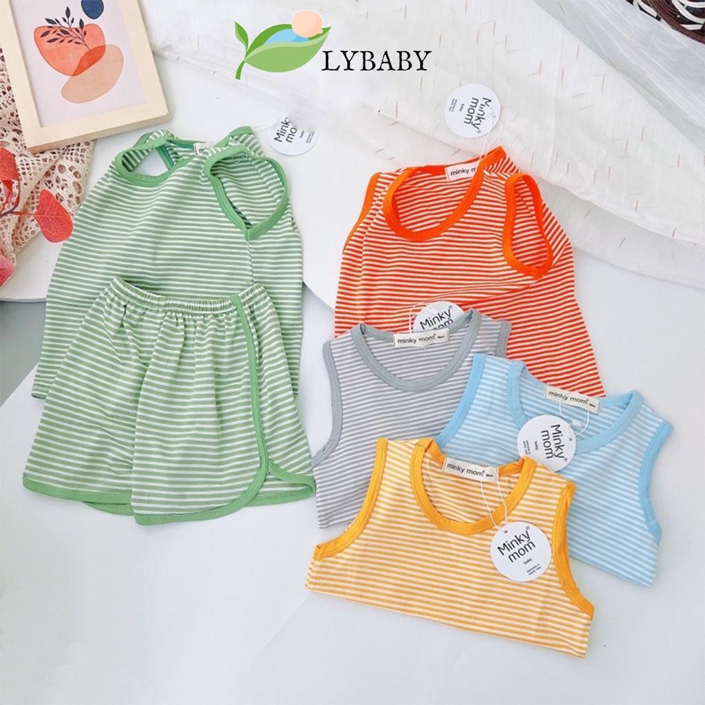 Bộ ba lỗ bé trai bé gái LYBABY vải thun lạnh kẻ nhiều màu bộ quần áo cho bé 3 lỗ mặc hè thoáng mát BBL05